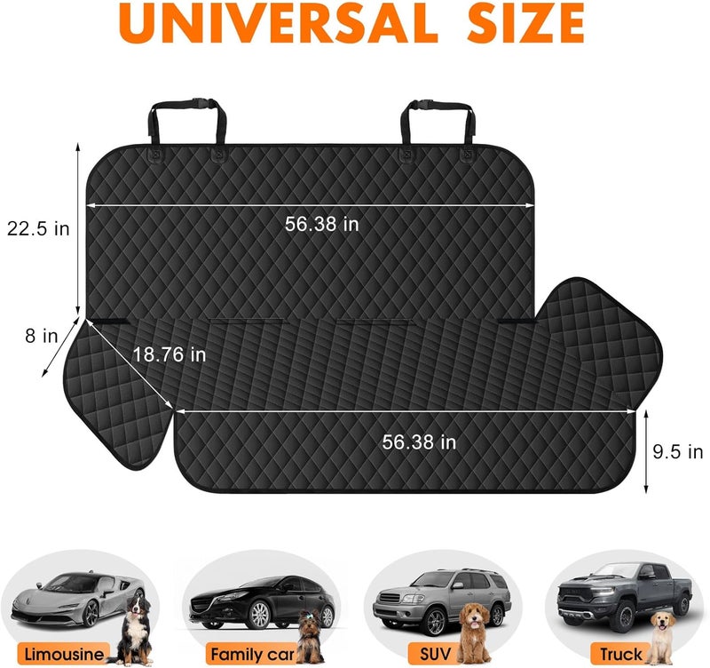 NECKORY Backseat Cover for Dogs, Waterproof and Non-Slip Pet Bench Seat Covers, Car Seat Protector for Back Seat, Universal Size Rear Car Seat Cover Fits Cars, Trucks and SUVs, L-Black - Image 2